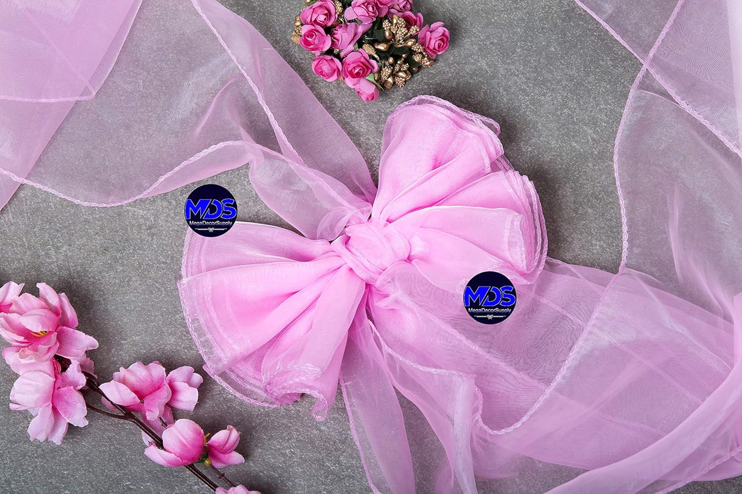 MDS Pack of 75 PCS Organza Chair Sashes Wider Dining Chair Bows Ribbon Tie Back for Wedding Party Birthday Bridal Shower Reception Event Banquet Home Chair Cover Decoration - Pink