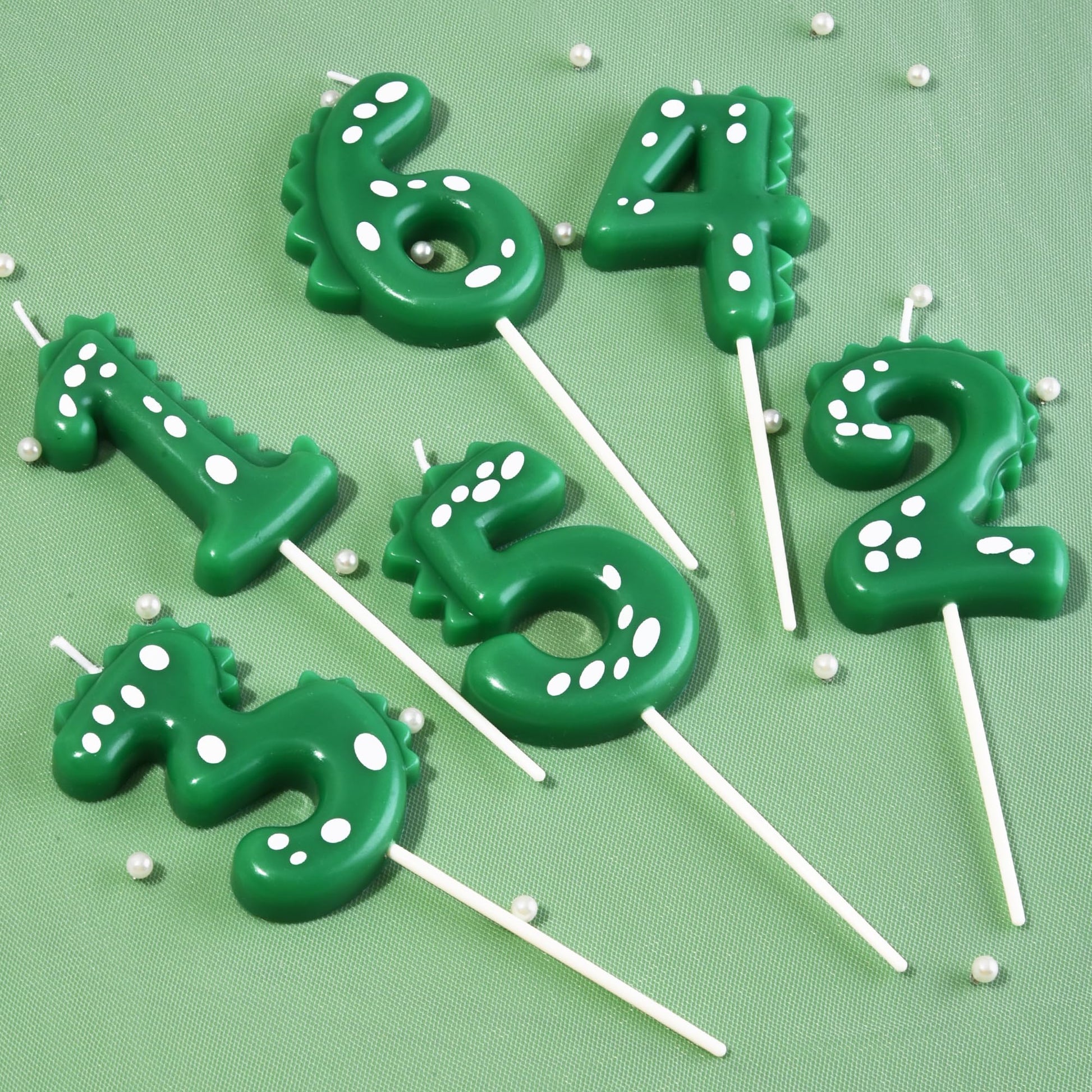 PHD CAKE 2.76 Inch Green Dinosaur 3 Number Birthday Candles, Dinosaur Number Candles, Cake Number