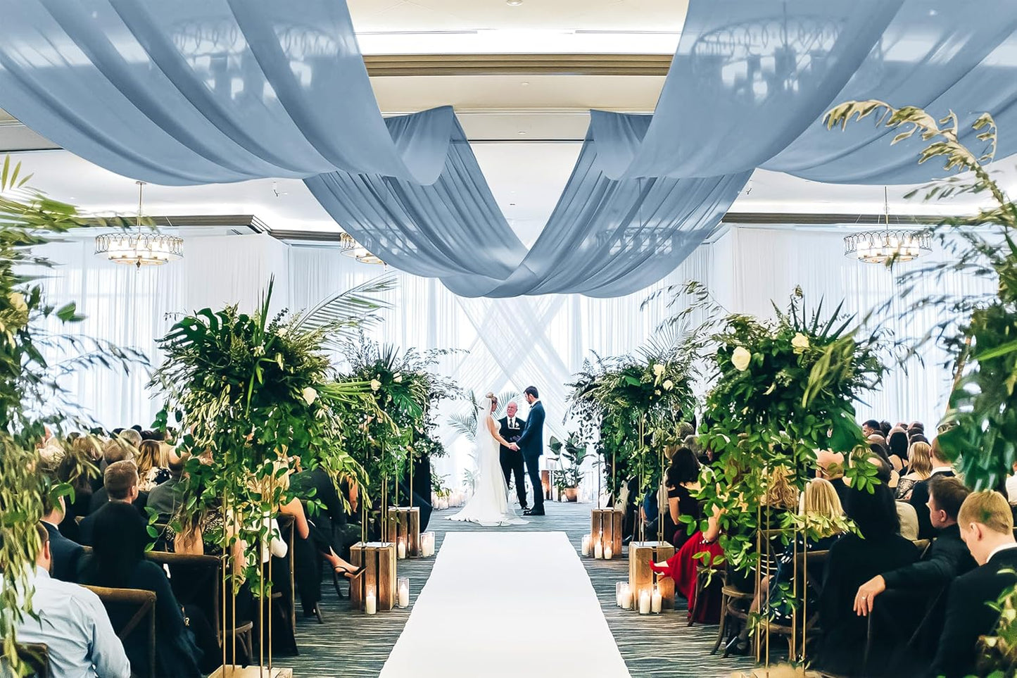 6 Panels Dusty Blue Ceiling Drapes for Wedding, 5ftx15ft Ceiling Drapes Cheesecloth Sheer Fabric Curtain Wedding Arch Draping Fabric Romantic Ceilings Decorations for Weddings Party Ceremony Stage