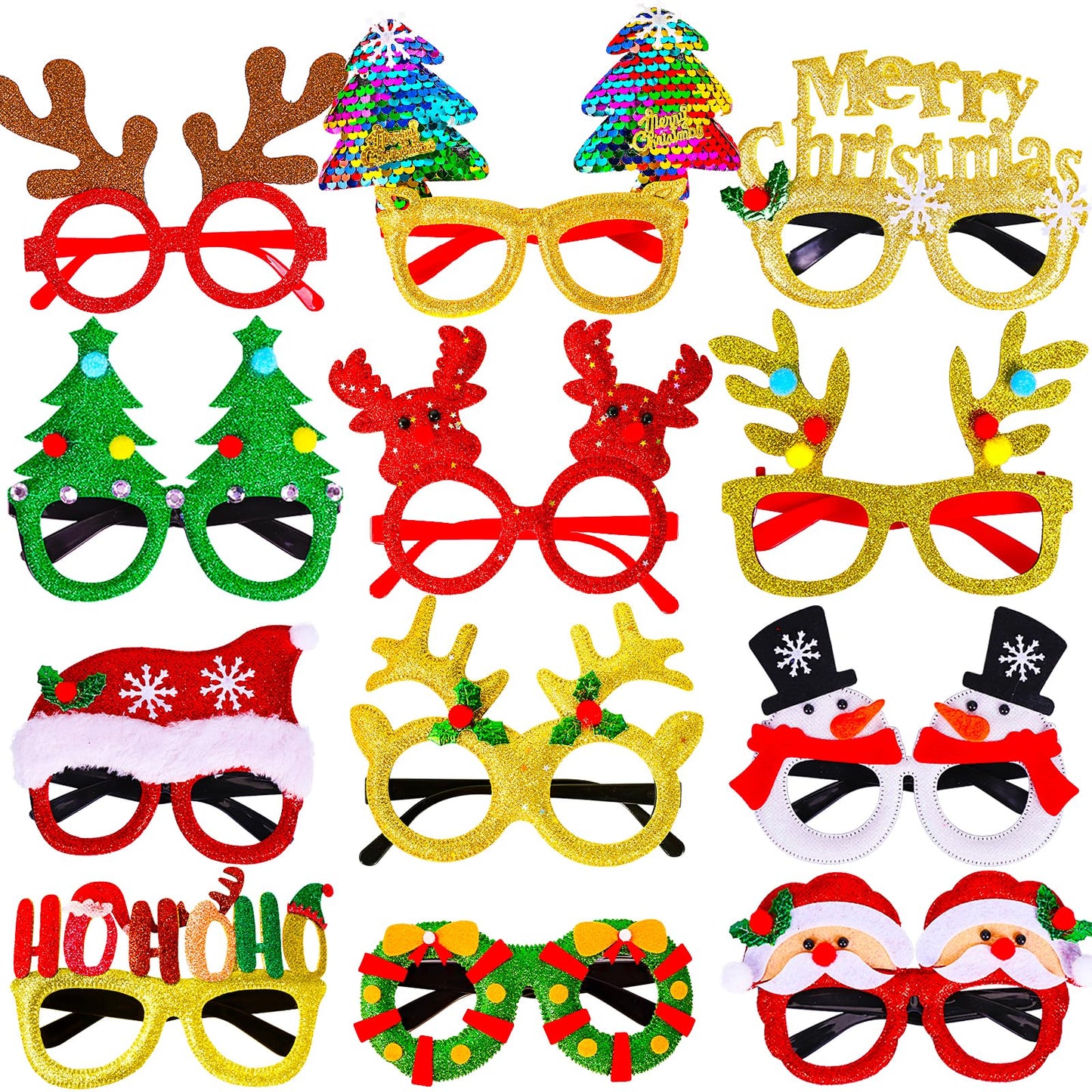 Max Fun 12Pcs Christmas Glasses Accessories Party Favors for Kids