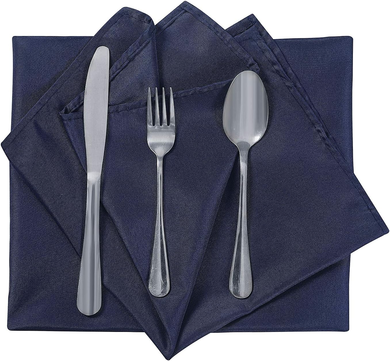 Cloth Napkins 17x17 inch Washable Polyester Dinner Napkins Soft Table Napkins for Wedding Party Dining Banquet(Navy,12PCS)