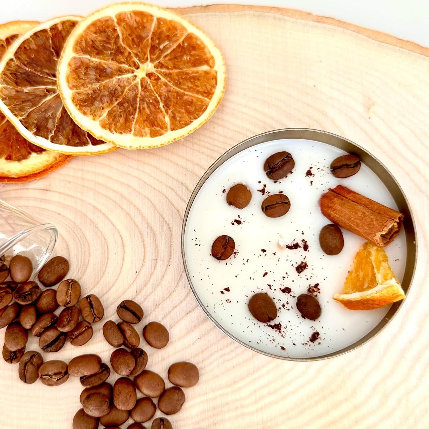 Coffee Scented Soy Wax Candle Favors with Hand-Placed Orange and Cinnamon Stick - Handmade Gift Set for Wedding Guest - Bridal Shower Baby Shower Birthday (50 Pieces)