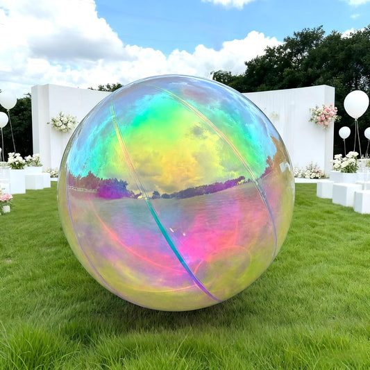 Inflatable Mirror Ball, Iridescent Big Shinny Balls Reusable Large PVC Disco Ball Balloon for Large Event Decoration, Party, Wedding Decor, Concerts, Stage (1 Pcs, 0.5m/19.7in with Air Pump)