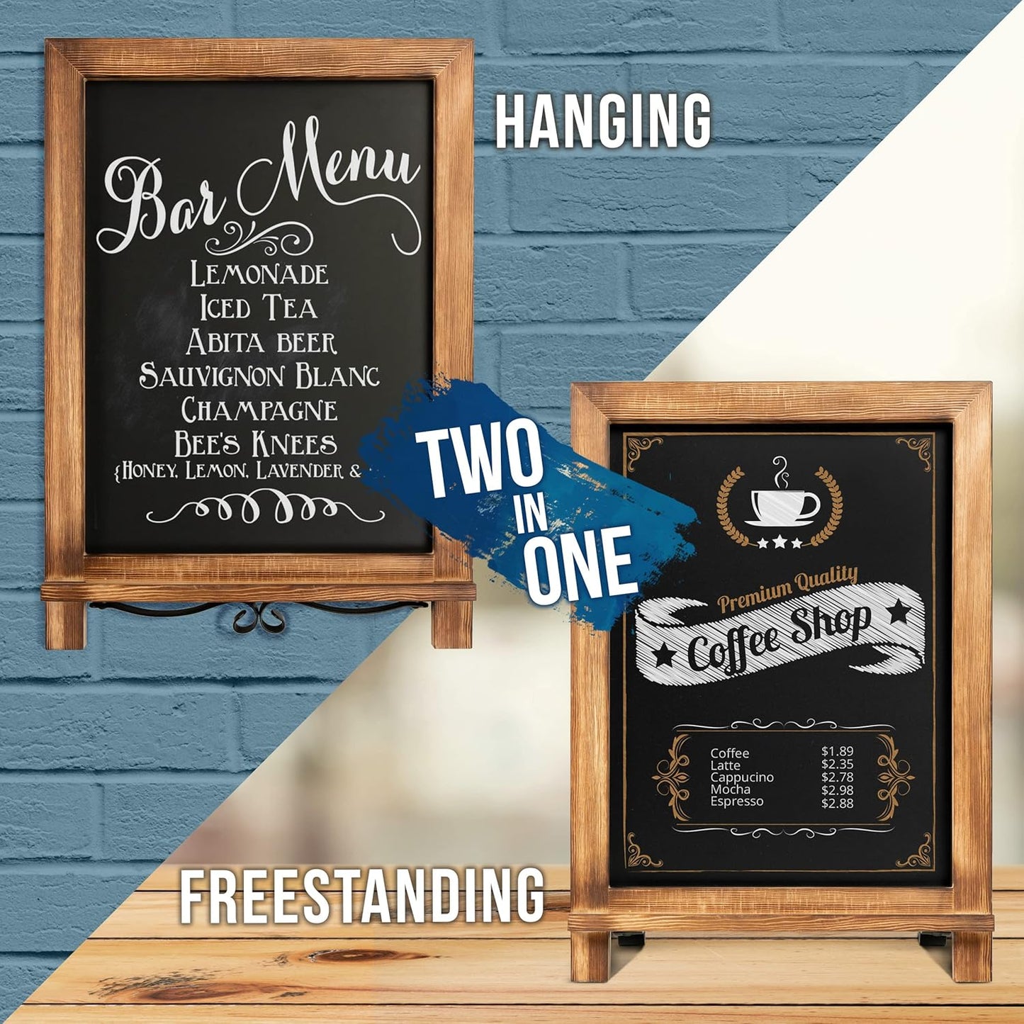Rustic Torched Tabletop Chalkboard Sign/Hanging Magnetic Wall Chalkboard/Small Countertop Chalkboard Easel/Kitchen Countertop Memo Board / 12" x 17" in. Weddings, Birthdays, Baby Announcements