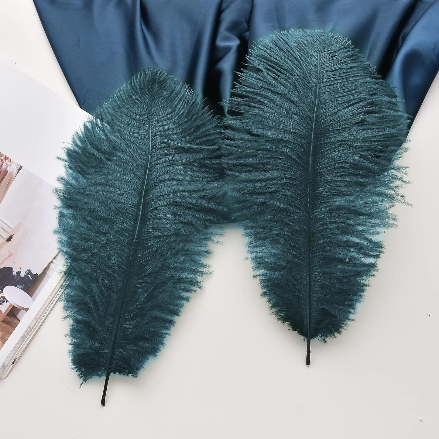 Ballinger Teal Ostrich Feathers Bulk - 24Pcs 10-12inch Feathers for Party Centerpieces, Flower Arrangement and Home Decor(Teal)