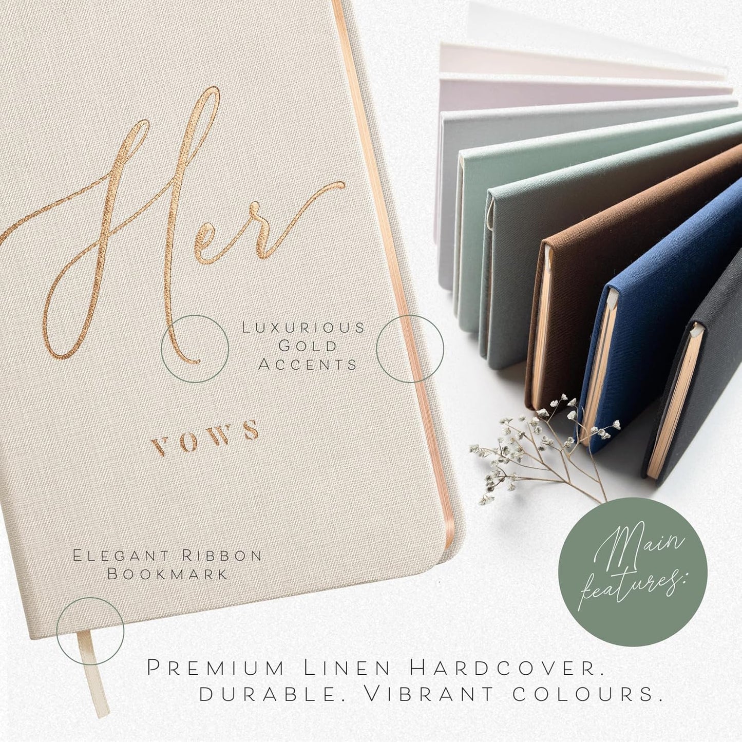 ARTESORI Vow Books His and Hers - Linen Wedding Vow Books Perfect as Bride & Groom Gifts, Wedding Registry Ideas - His & Hers Gifts Wedding Vow Book - Wedding Essentials & Accessories
