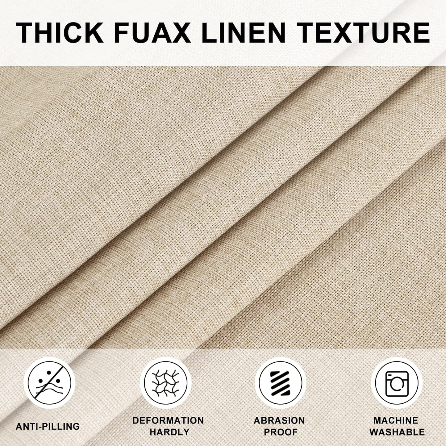 Hiasan Round Linen Tablecloth 60 Inch - Table Cloth Round Tablecloth Wrinkle and Stain Resistant Washable Polyester Fabric for Dining Room Kitchen Party, Beige