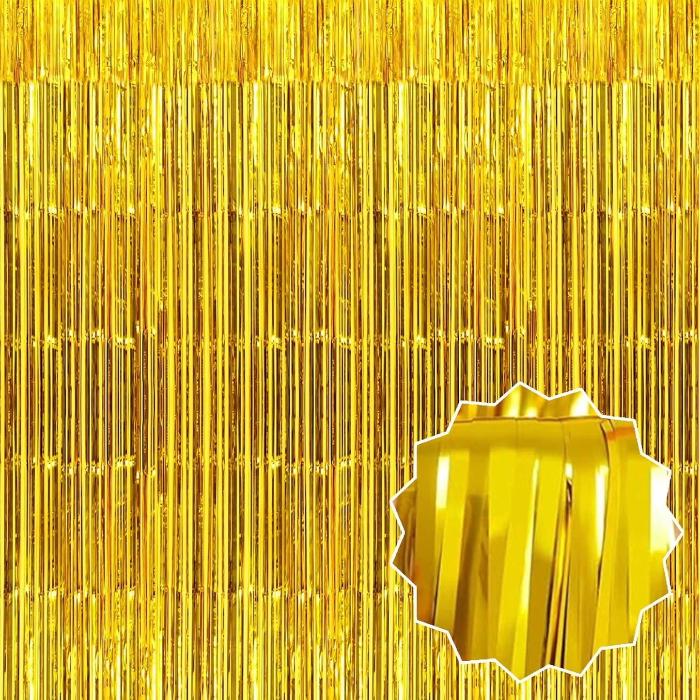 6 Pack Gold Foil Fringe Curtains Backdrop, 3.28 x 8.2 Ft Metallic Streamers Tinsel Curtains Background for Photo Booth, Birthday, Weddings, Carnivals, Graduation, Themed Party Decorations