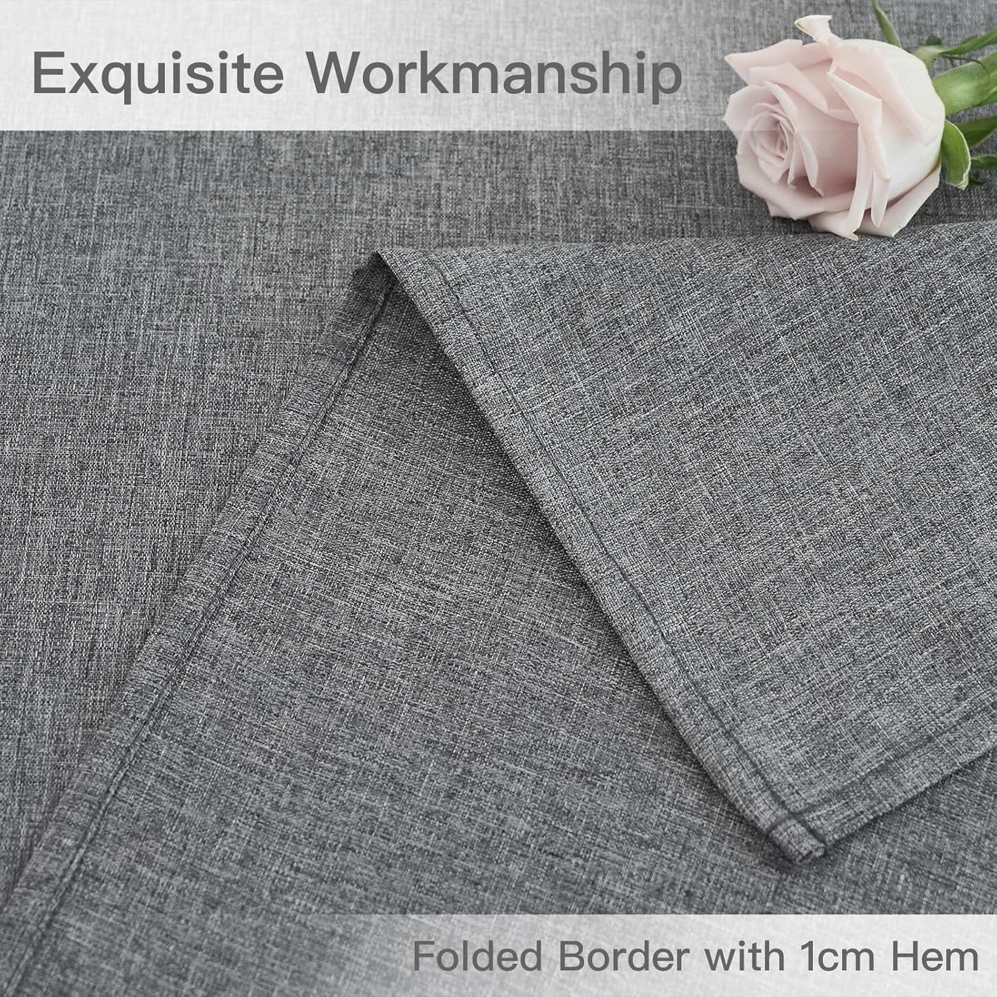 maxmill Rectangle Linen Texture Tablecloth Stain Proof Waterproof Wrinkle Free Washable Dining Table Cloth Wipeable Fabric Table Cover for Dining Room Farmhouse Tablecloths, 60 x 120 Inch, Dark Grey