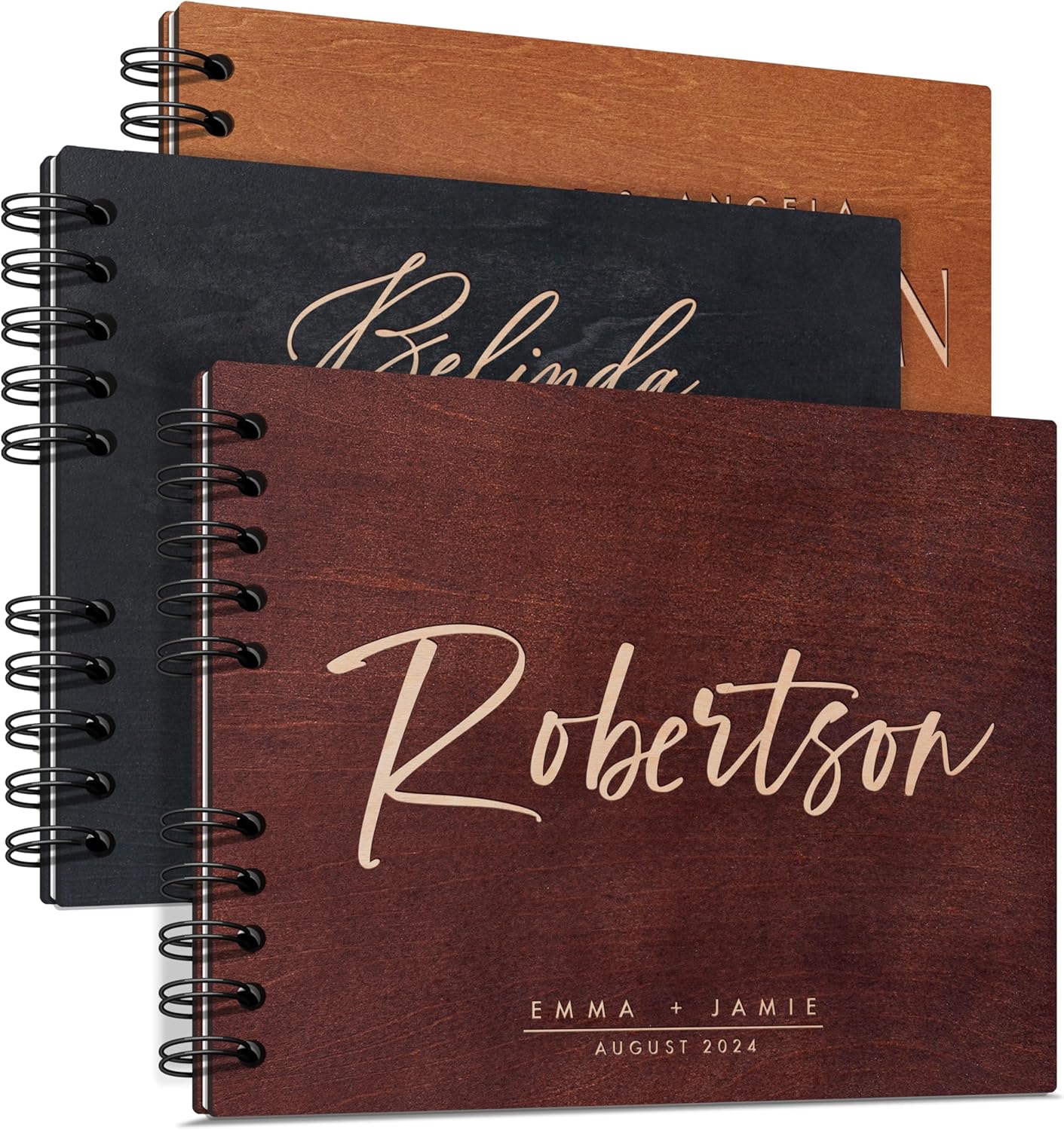 Personalized Wood Wedding Guest Book - 5 Colors/Finishings, 2 Sizes, 12 Designs - Wood Wedding Decorations, Guest Book Signs for Wedding Reception (DESIGN 9)