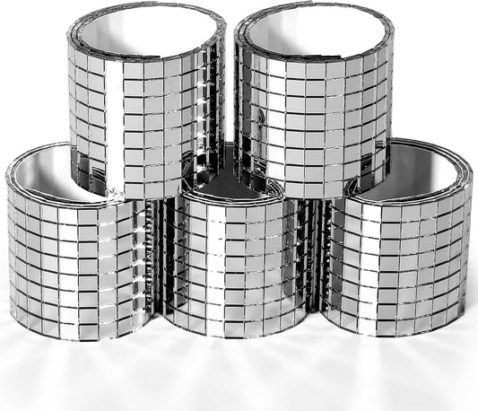 PP OPOUNT 2360 PCS Disco Tiles, 5 x 5 mm Self Adhesive Mirror Tiles, Real Glass Disco Ball Tiles for Crafts, DIY Disco Ball, Photo Frame, Art Collage, Interior Decoration (Silver-Gray)