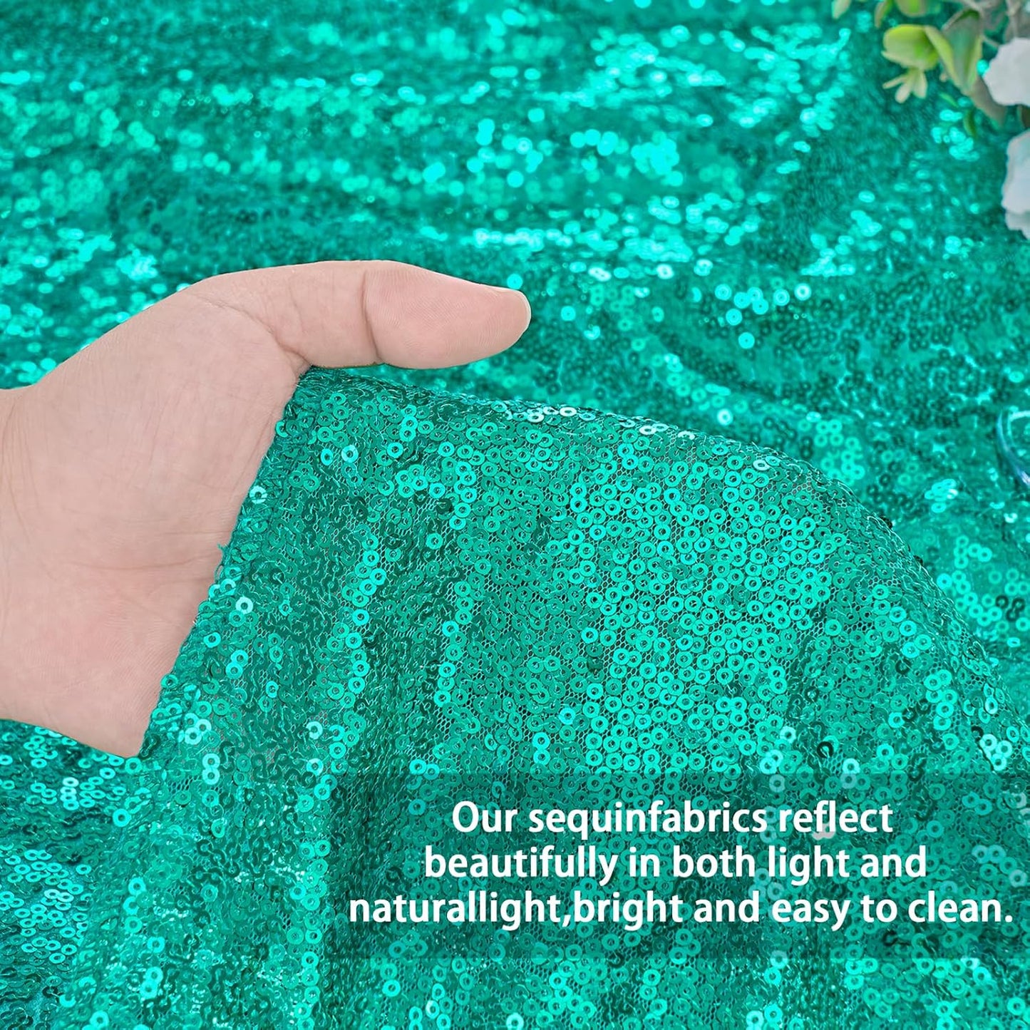 QueenDream Lake Green Party Decorations Sequin Tablecloth: Glitter Overlay 90x90 Inch Table Drapes for Banquet Wedding Theme Mermaid Party Planners