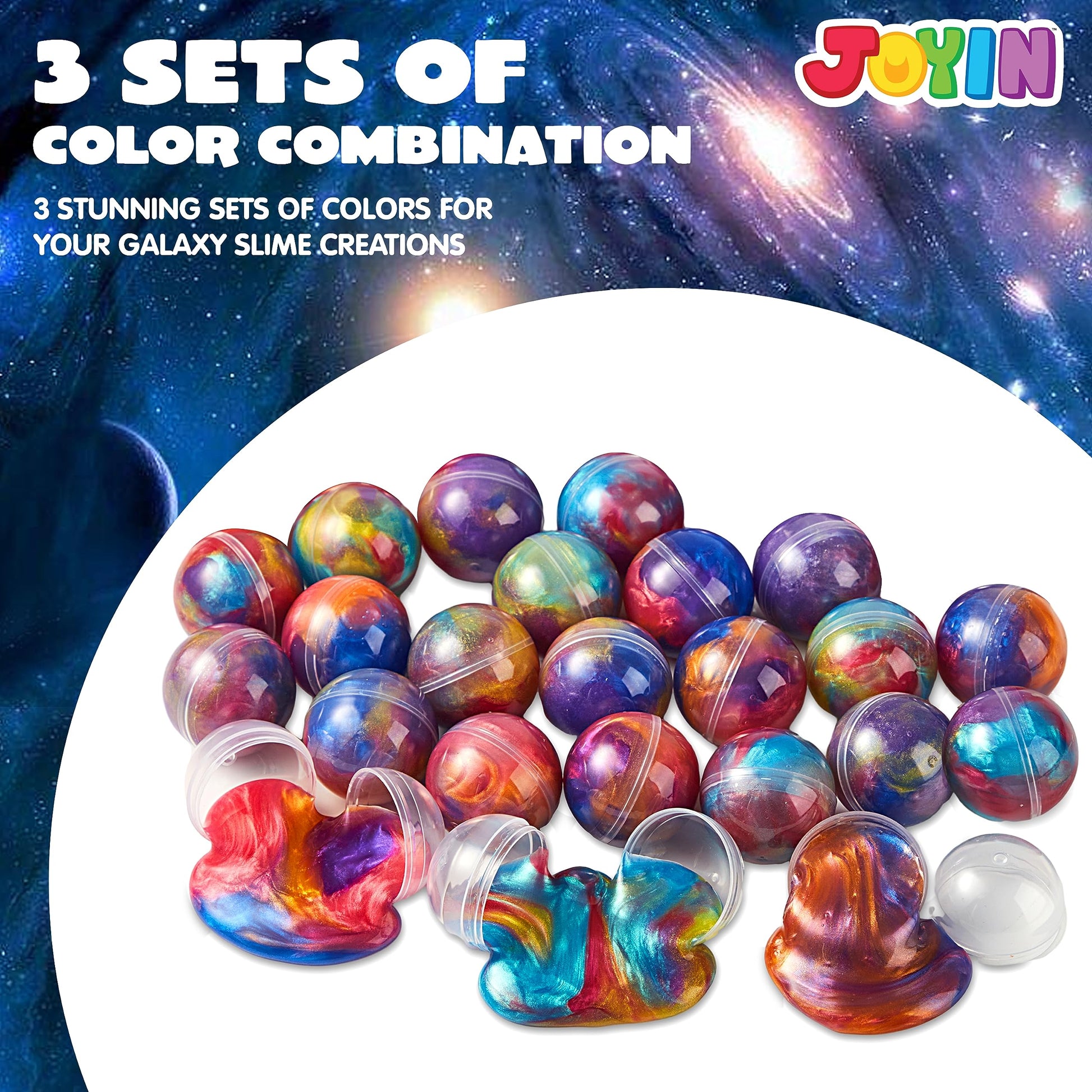 JOYIN Slime Party Favors, 24 Pack Galaxy Slime Ball - Stretchy, Non-Sticky, Mess-Free, Stress