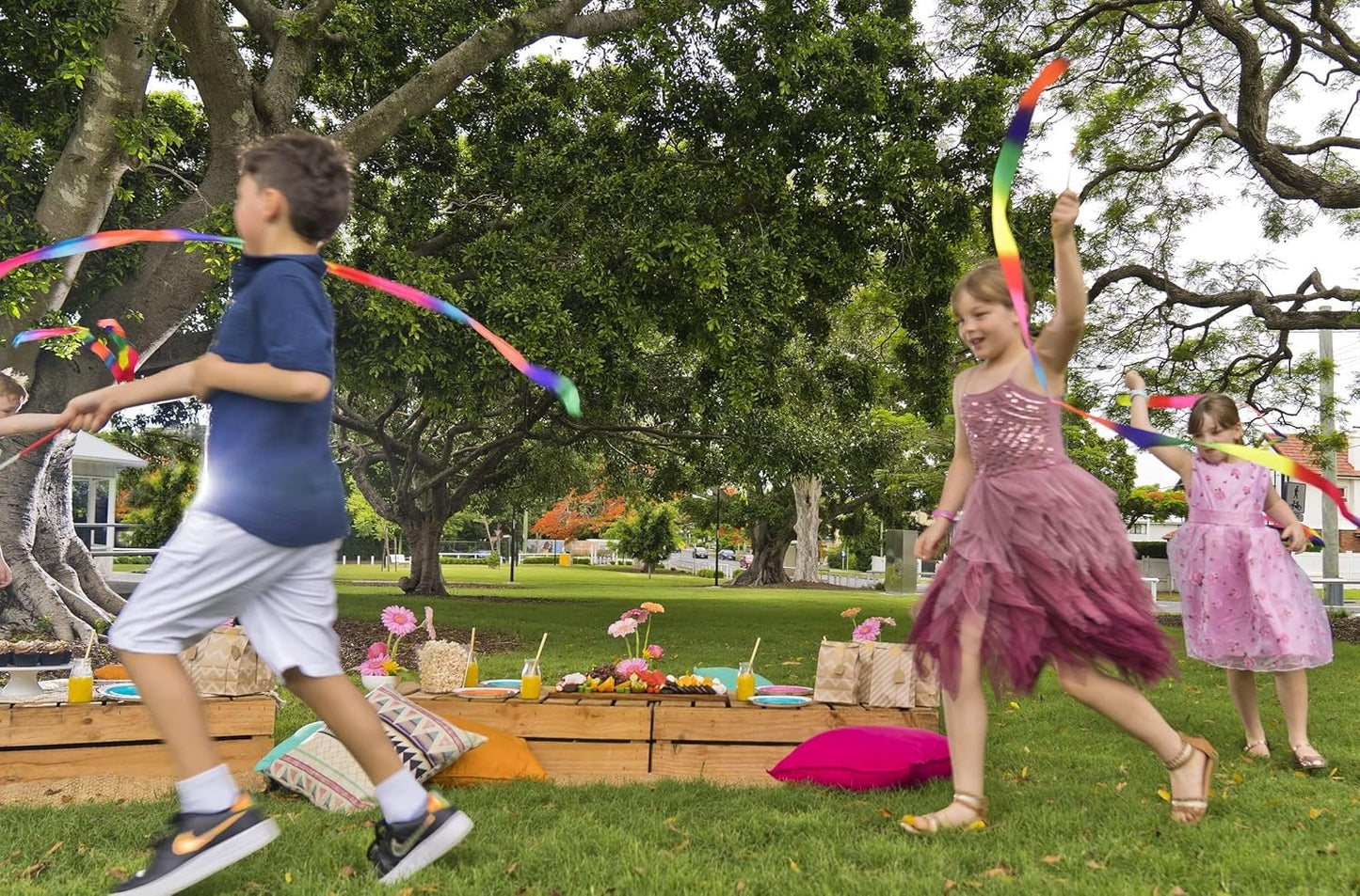 20 Pack Ribbon Dancing Wands Party Favors for Kids, Rainbow Birthday Decorations, Princess Party Supplies, Girls Party Games, Gymnastics Goody Bag Stuffers (Rainbow)