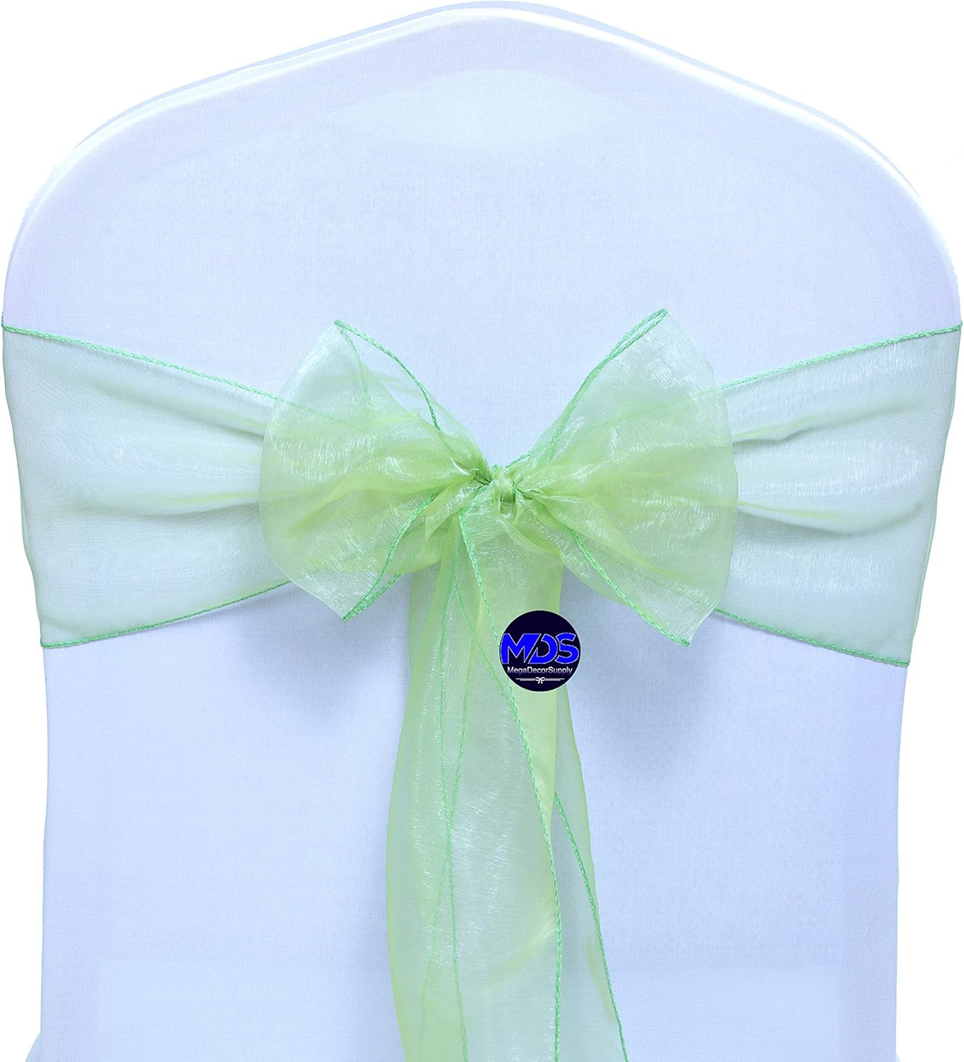 MDS Pack of 150 PCS Organza Chair Sashes Wider Dining Chair Bows Ribbon Tie Back for Wedding Party Birthday Bridal Shower Reception Event Banquet Home Chair Cover Decoration - Apple Green