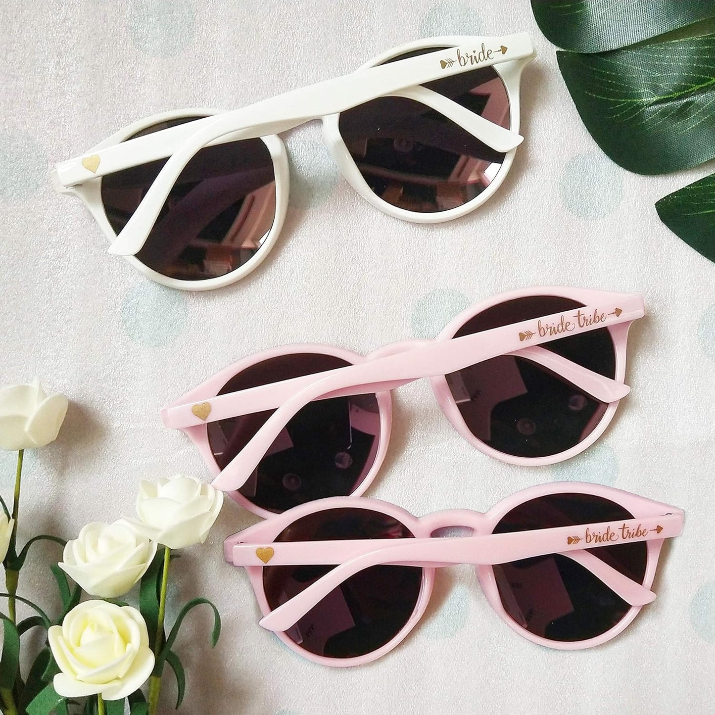 LADY&HOME Bachelorette Party Cat Eye Sunglasses - Bridesmaid & Bridal Shower Supplies, 10pcs Round Weddings Sunglasses