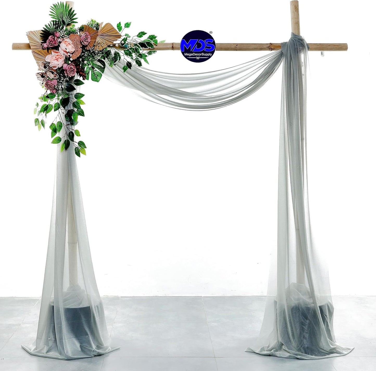 MDS Halloween Chiffon Draping Fabric - 1 Panel, 30" Wide x 50ft Long - Sheer Spooky Arbor & Canopy Drapery for Haunted House Backdrops, Party Ceilings, DIY Costumes & Themed Events - Gray