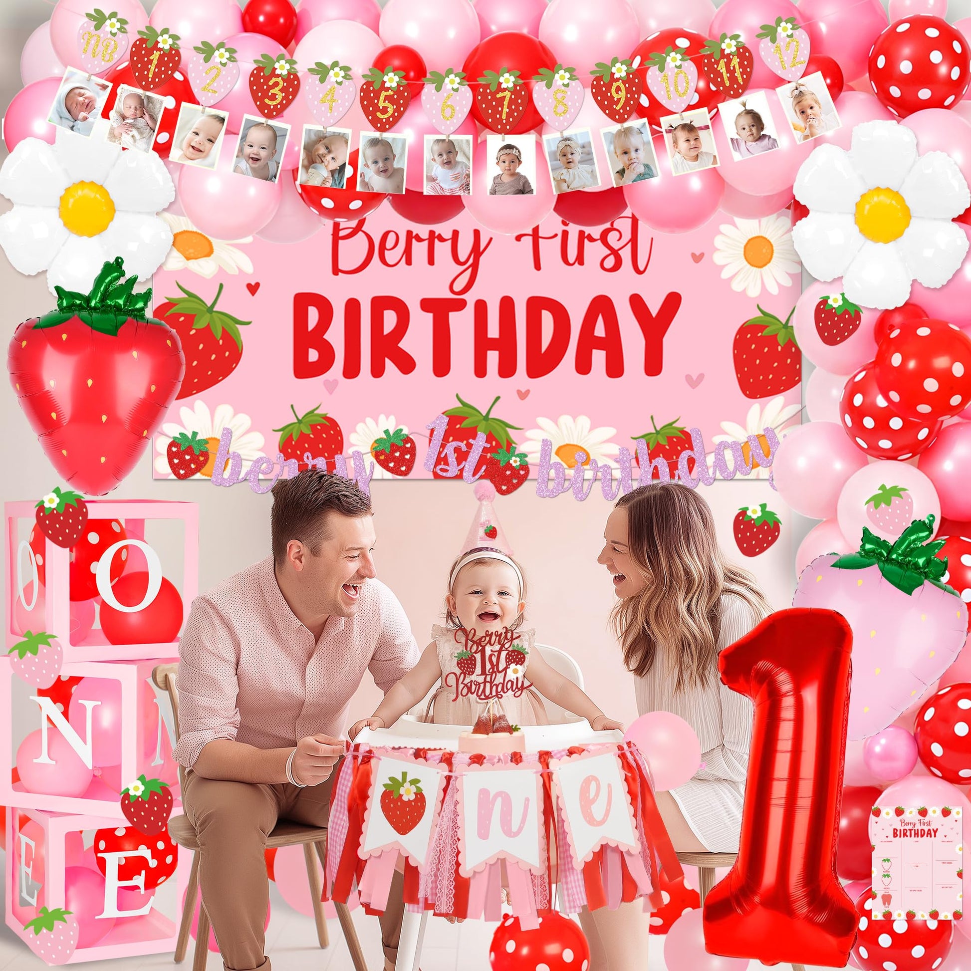 Kriyokiaa Berry First Birthday Decorations, Strawberry Party Kit