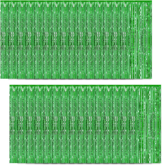 30 Pack Green Foil Fringe Curtain Backdrop, 3.3x8.2 Feet Metallic Tinsel Streamer Curtains Photo Booth Props for Birthday/Wedding/Bachelorette/Baby Shower/Christmas/New Year/Disco Party Decorations
