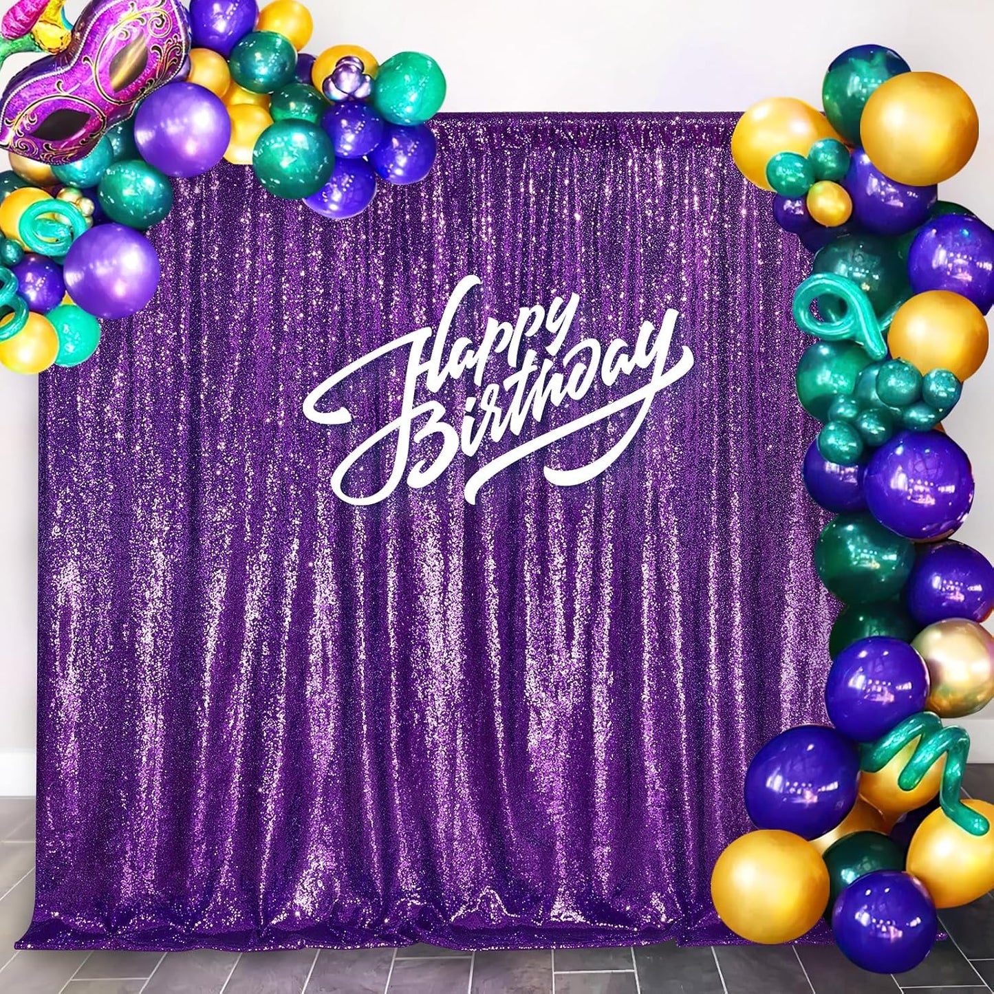 Purple Sequin Backdrop 8ft x 8ft Glitter Party Backdrop Curtains Glitter Background for Baby Shower Wedding Decorations