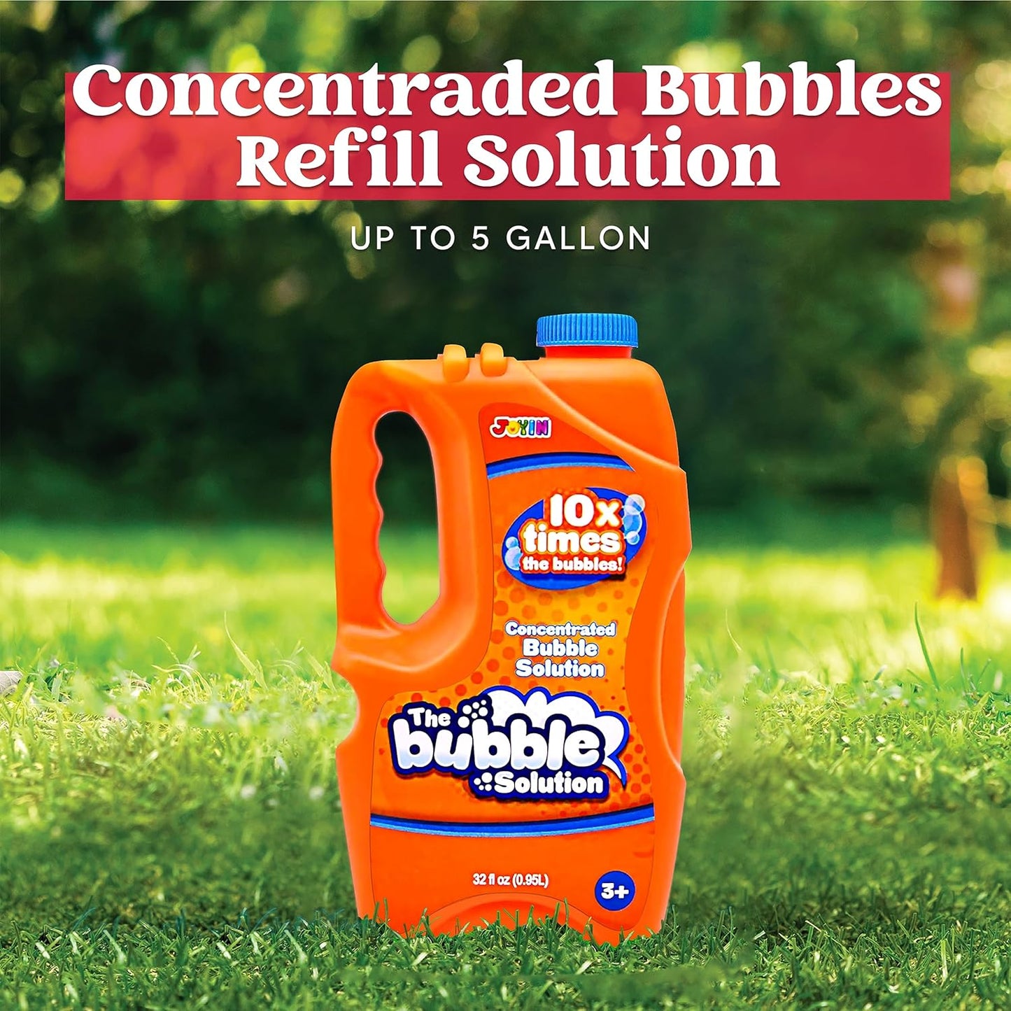 JOYIN 32 oz Bubble Solution Refills (Close to 1L/ 2.5 Gallon), Concentrated Solution for Bubble Machine, Wands, Blower, Easter (Orange)