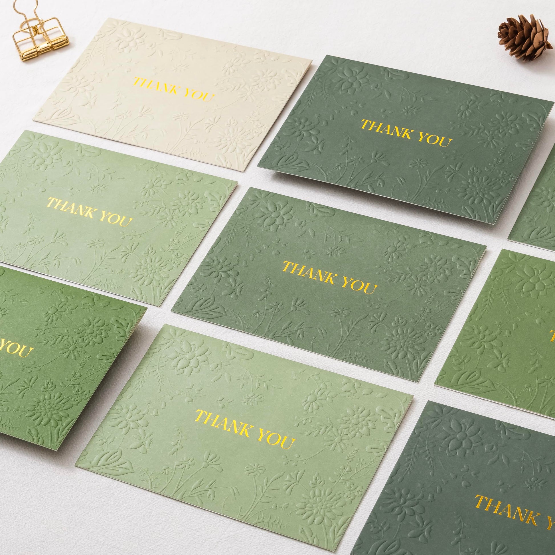 Crisky Bridal Shower Thank You Cards with Envelopes(Sage Green),50 Pack Embossed Floral Thank You