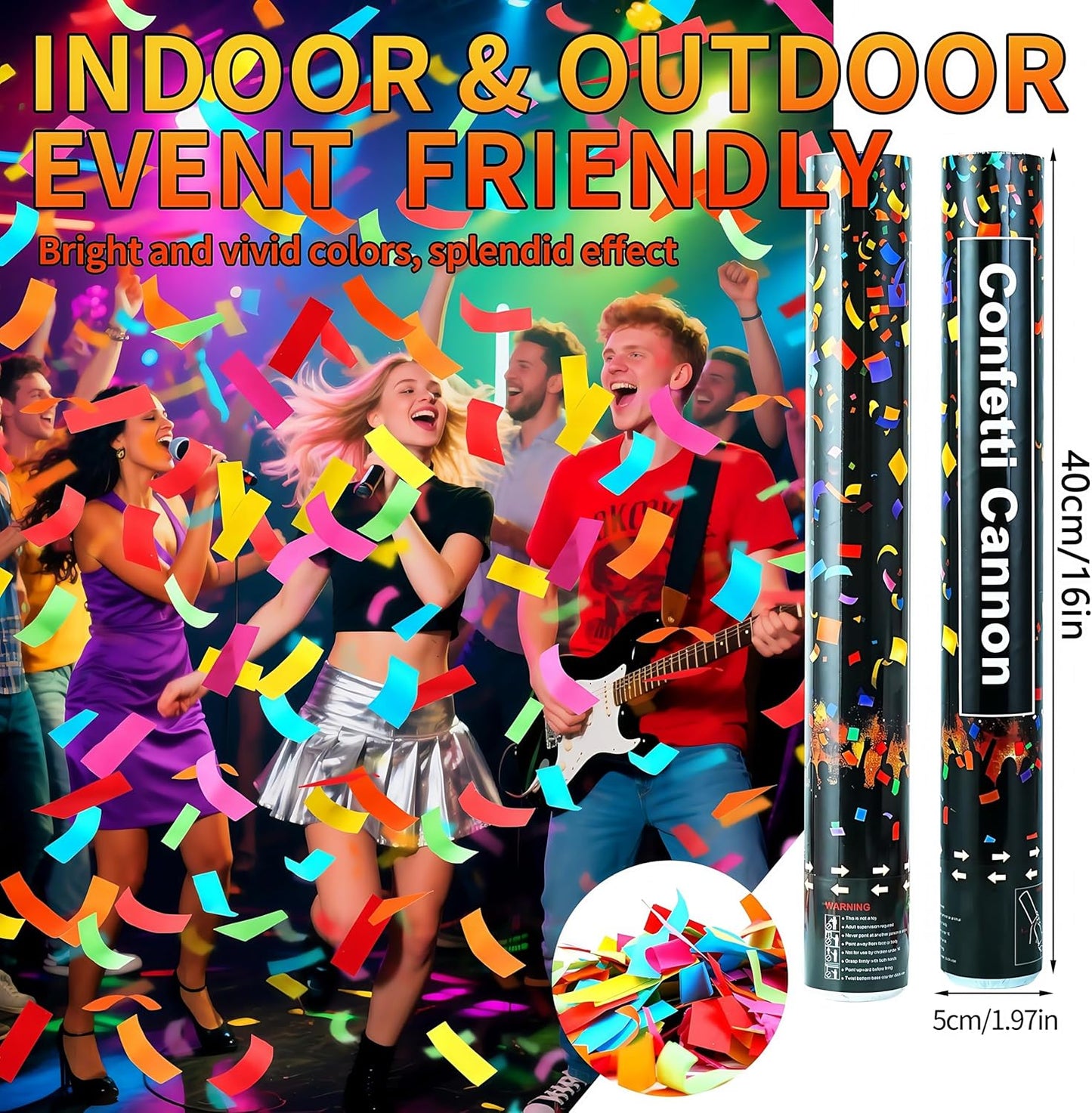 16in Biodegradable Confetti Poppers,Confetti Cannons Bulk with Colorful Confettis Design for Ceremony Party Favor Supplies,Birthday Holiday,Halloween Thanksgiving,Christmas,New Year's Eve(2Pack)