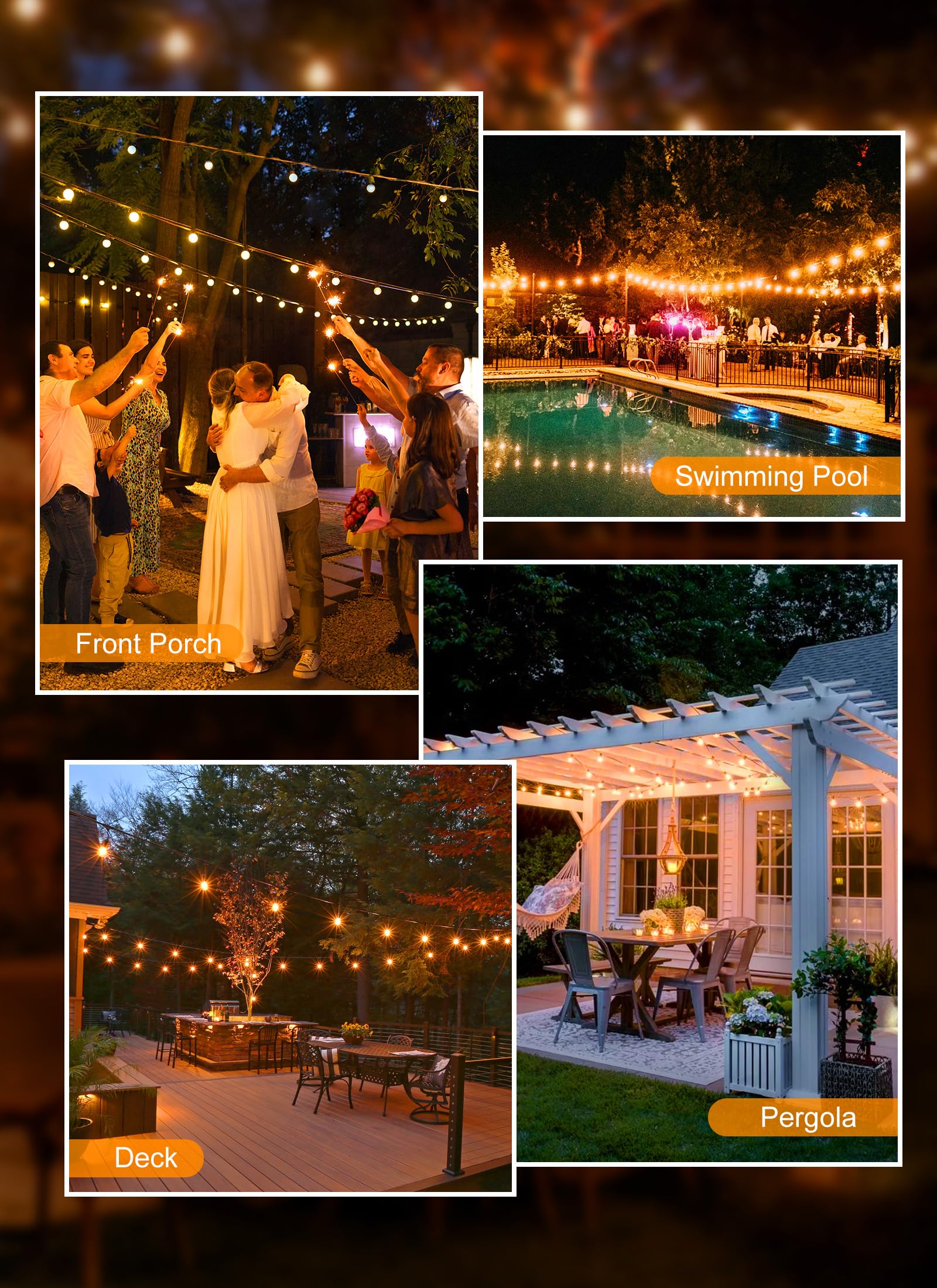 Outdoor String Lights, 55(50+5) FT 25 Bulbs IP65 Waterproof Patio Lights