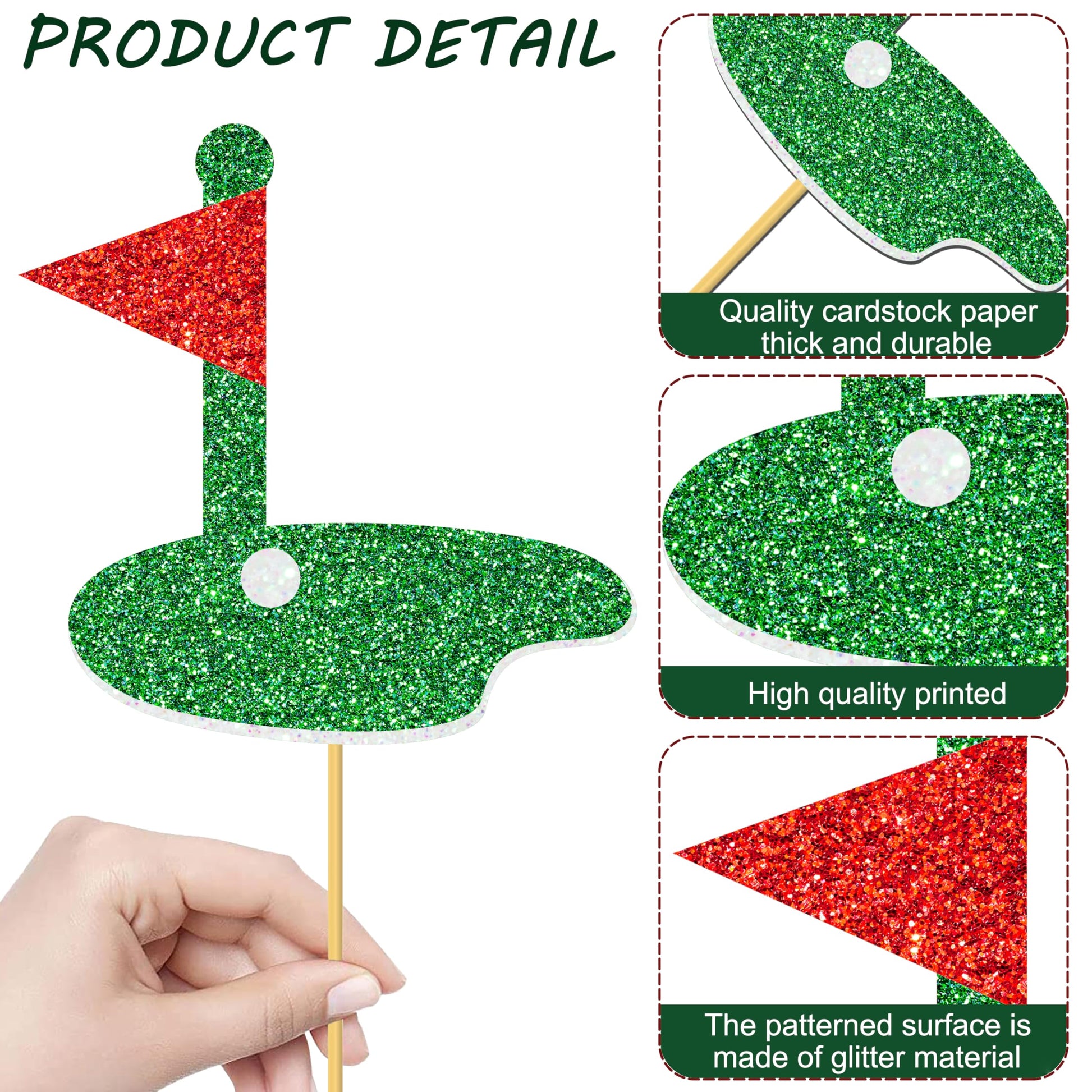 12Pcs Golf Party Centerpiece Sticks Glitter Golf Birthday Party Table Toppers Golf Centerpiece