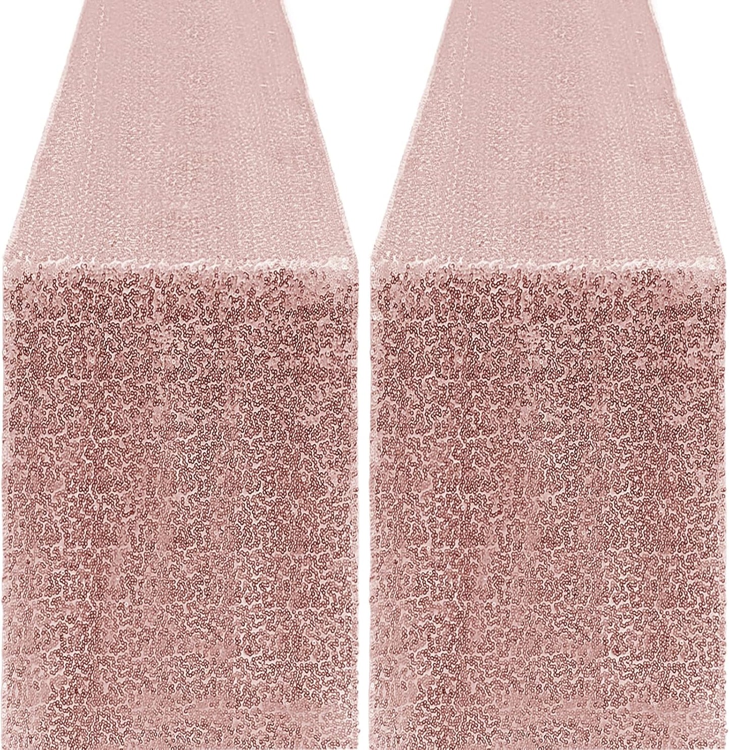 2 Packs 12 x 72 inches Sequin Table Runner, Rose Gold Glitter Table Runner for Birthday Party Supplies Wedding Engagement Baby Shower Holiday Celebration Event Decorations