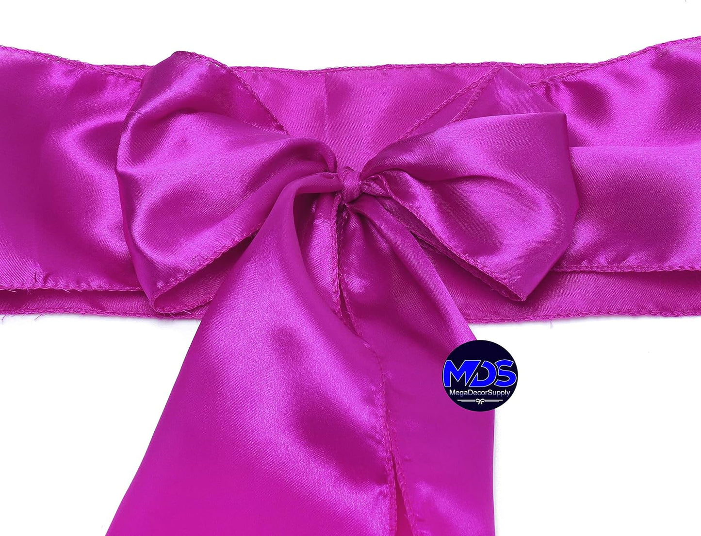 MDS Pack of 300 PCS Satin Chair Sashes Charmeuse Sateen Dining Chair Bows Ribbon Ties Back Sash for Wedding Party Birthday Home Hotel Restaurant Banquet Decoration (7 x 108 Inch, Magenta Violet)