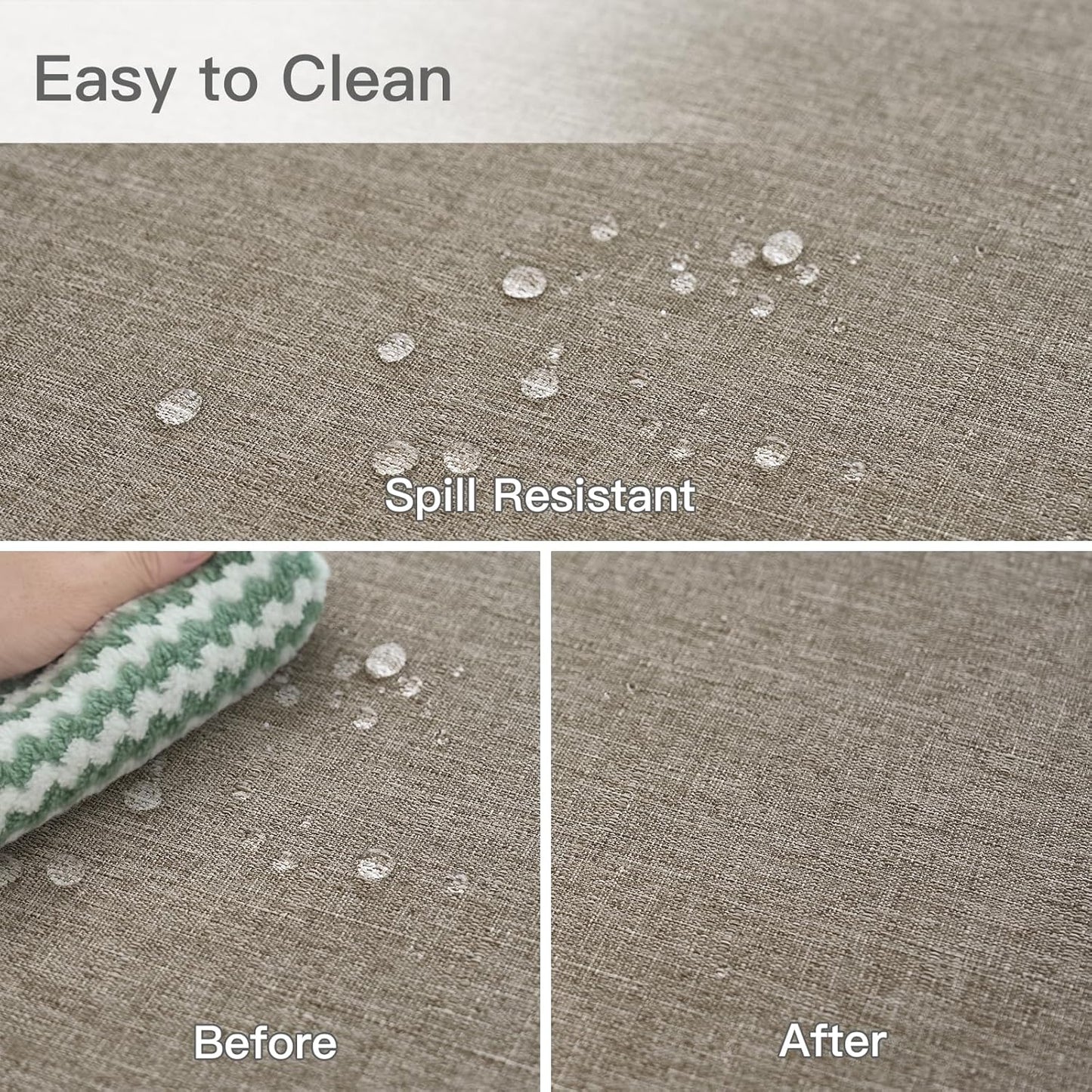 maxmill Linen Textured Rectangular Tablecloth Water Resistant Wrinkle Free Spill-Proof Stain Proof Table Cloth for Dining Room Decoration, Banquet Party Wedding Holiday Dinner, 60 x 84 Inch, Mocha