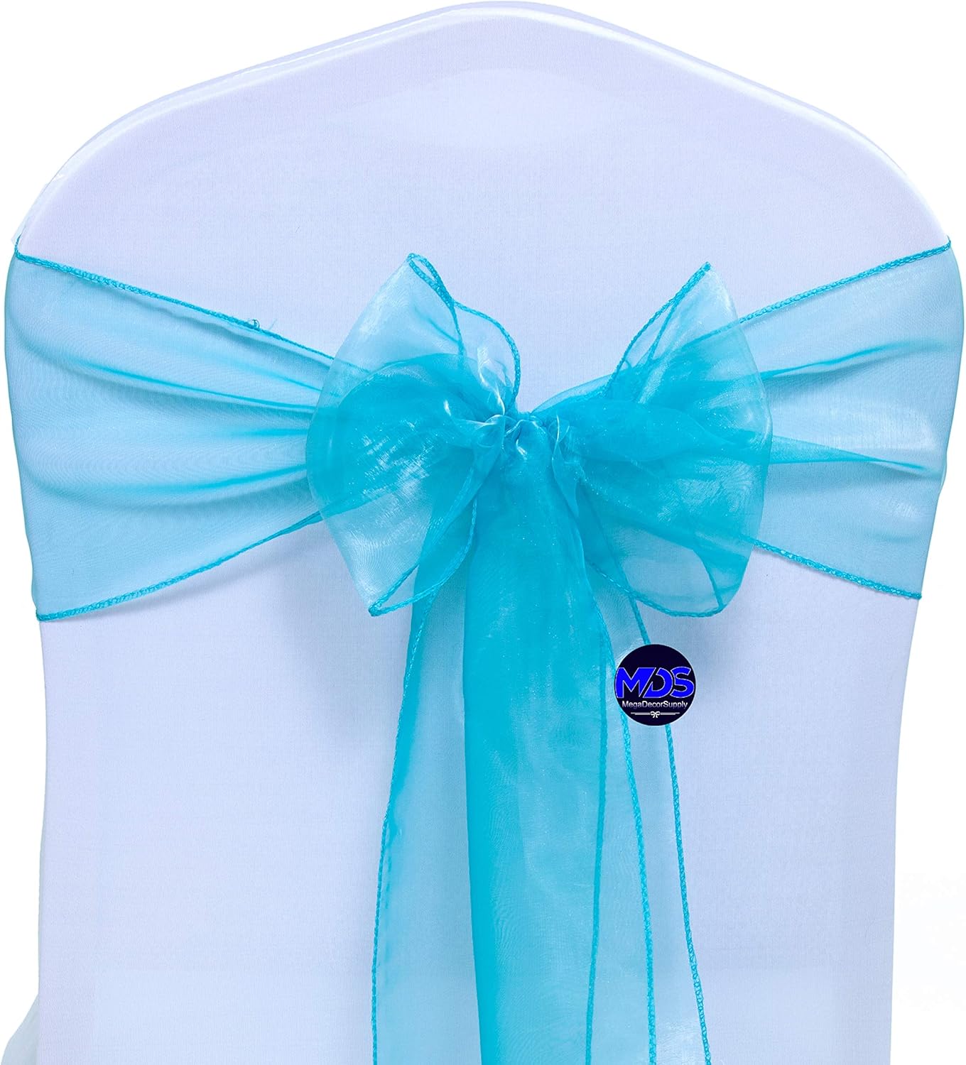 MDS Pack of 200 PCS Organza Chair Sashes Wider Dining Chair Bows Ribbon Tie Back for Wedding Party Birthday Bridal Shower Reception Event Banquet Home Chair Cover Decoration - Light Teal