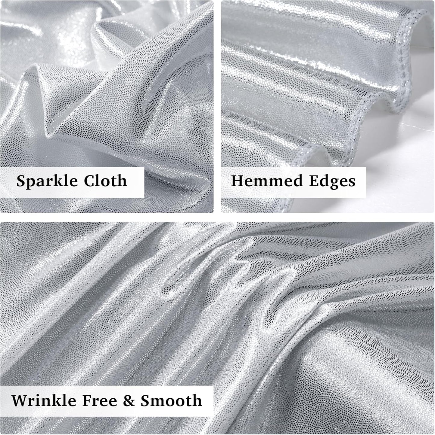 30ftx10ft Silver Sequin Backdrop Curtain for Parties, Wrinkle Free Glitter Photo Backdrop Drapes 6 Panels 5x10FT Back Drop Cloth Shimmer Fabric for Wedding Birthday Photography Background