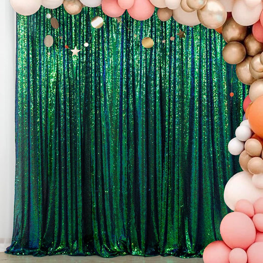 ShinyBeauty Iridescent Green Sequin Backdrop 5FTx10FT - Sparkling Photo Background for Parties, Weddings, Events -Durable, Non-Shedding Fabric - Perfect for Studio and Home Use Happy Birthday Backdrop