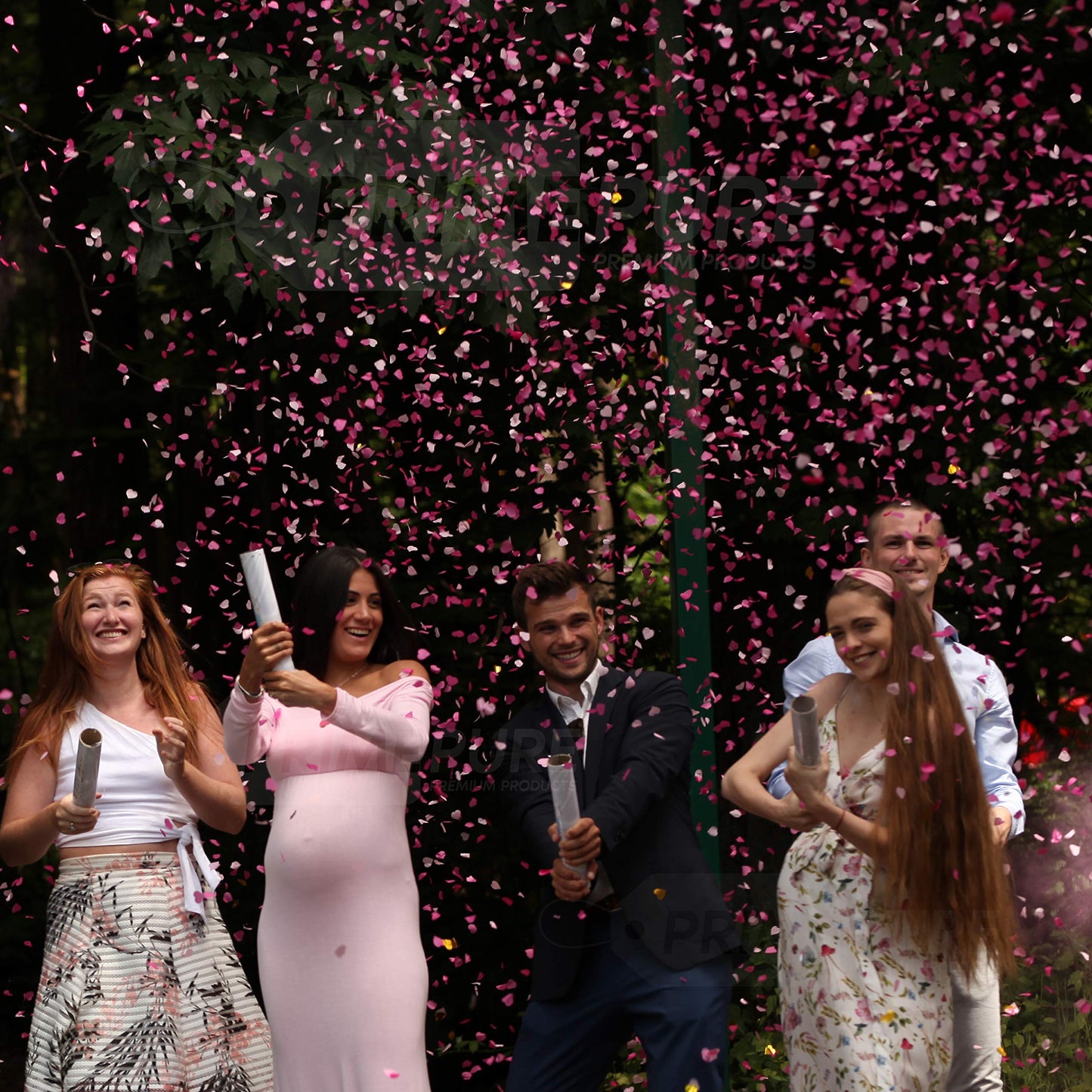 PrimePure Gender Reveal Confetti Cannon, Heart Shaped, Pink Paper, 2 Pack