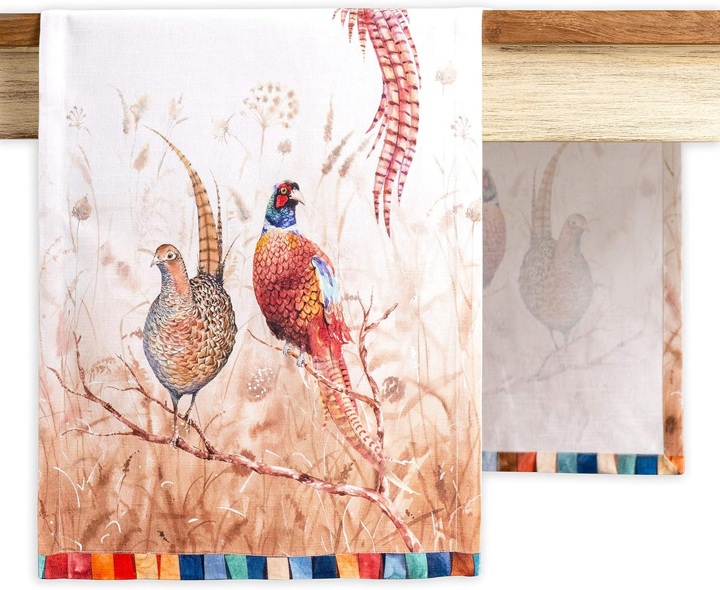 Maison d' Hermine Table Runner 100% Cotton Single Layer Table Runners 90 inches Long Decorative for Home Kitchen Dining Party Baby Shower Wedding Bridal Shower (Faisan D'Automne, 14.50" x 90")