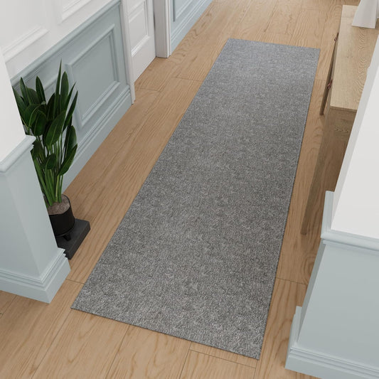 Ottomanson 2' x 11' Ultra-Thin Hallway Runner Rug - Durable Non-Slip Carpet for High-Traffic Areas - Fits Under Doors for Seamless Entry - Ideal for Kitchen, Entryway, Bedroom & Living Room, Gray