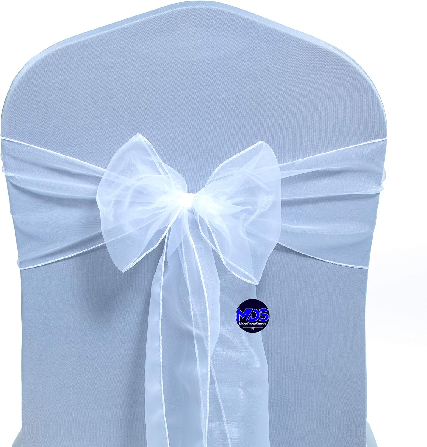 MDS Pack of 250 PCS Organza Chair Sashes Wider Dining Chair Bows Ribbon Tie Back for Wedding Party Birthday Bridal Shower Reception Event Banquet Home Chair Cover Decoration - White