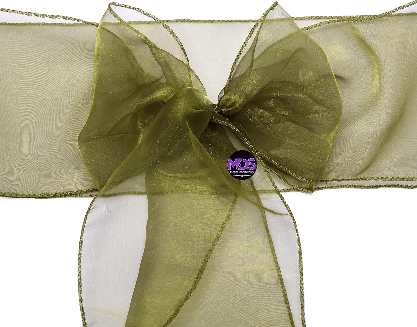 MDS Pack of 100 PCS Organza Chair Sashes Wider Dining Chair Bows Ribbon Tie Back for Wedding Party Birthday Bridal Shower Reception Event Banquet Home Chair Cover Decoration - Olive Green