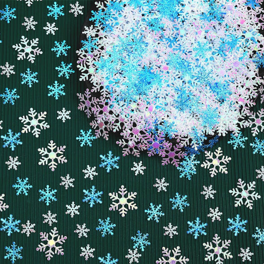 MARFOREVER Snowflake Confetti Decorations, Christmas Snowflake Glitter Confetti White Blue Scatter Winter Wonderland Table Centerpiece for Xmas Winter Wedding Snow Party Decoration Supplies