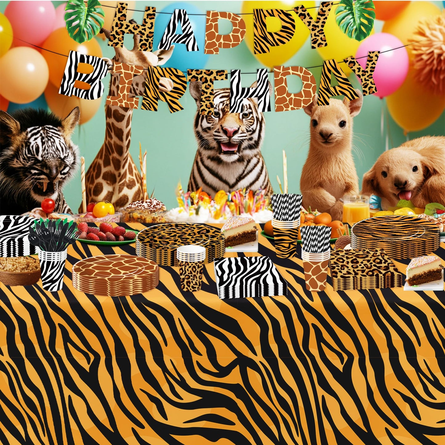 Xenorik Jungle Safari Party Decorations, Animal Birthday Party Supplies