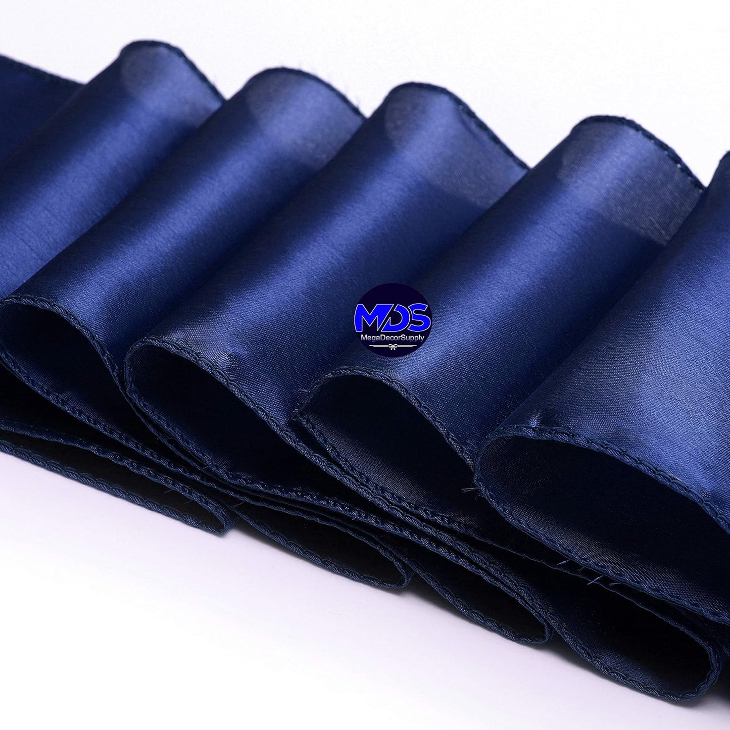 MDS Pack of 75 PCS Satin Chair Sashes Charmeuse Sateen Dining Chair Bows Ribbon Ties Back Sash for Wedding Party Birthday Home Hotel Restaurant Banquet Decoration (7 x 108 Inch, Navy Blue)