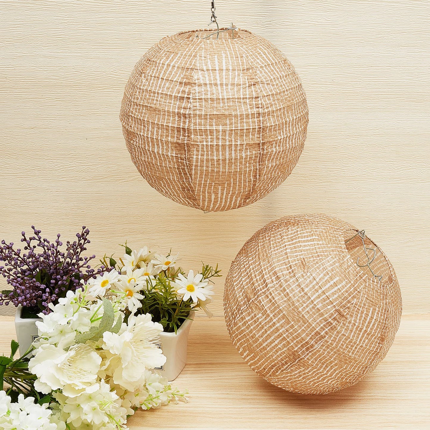 Hortsun 6 Pcs Print Burlap Paper Lanterns Classroom Decor,8 Inch