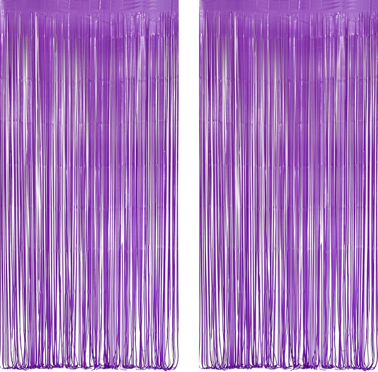 Purple Foil Fringe Party Backdrop - GREATRIL Party Streamers for Mermaid/Butterfly/Wednesdays/Star Birthdays Party Decoration - 3.2ft X 8.2ft - 2 Packs