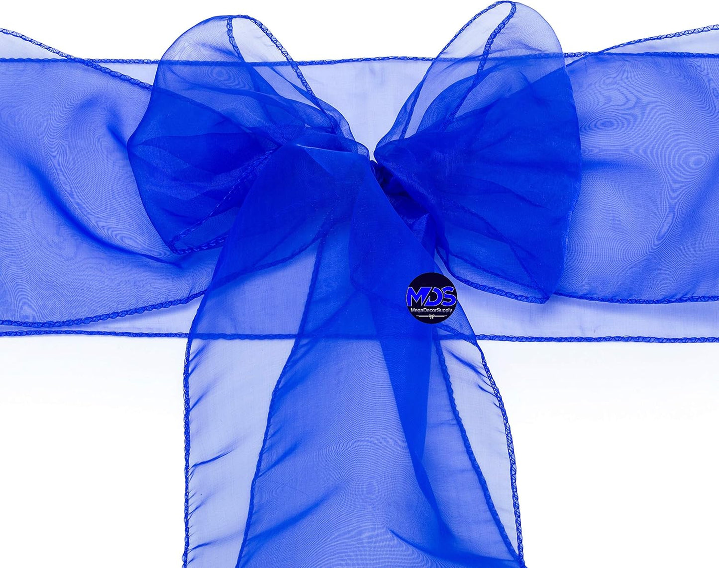 MDS Pack of 50 PCS Organza Chair Sashes Wider Dining Chair Bows Ribbon Tie Back for Wedding Party Birthday Bridal Shower Reception Event Banquet Home Chair Cover Decoration - Royal Blue