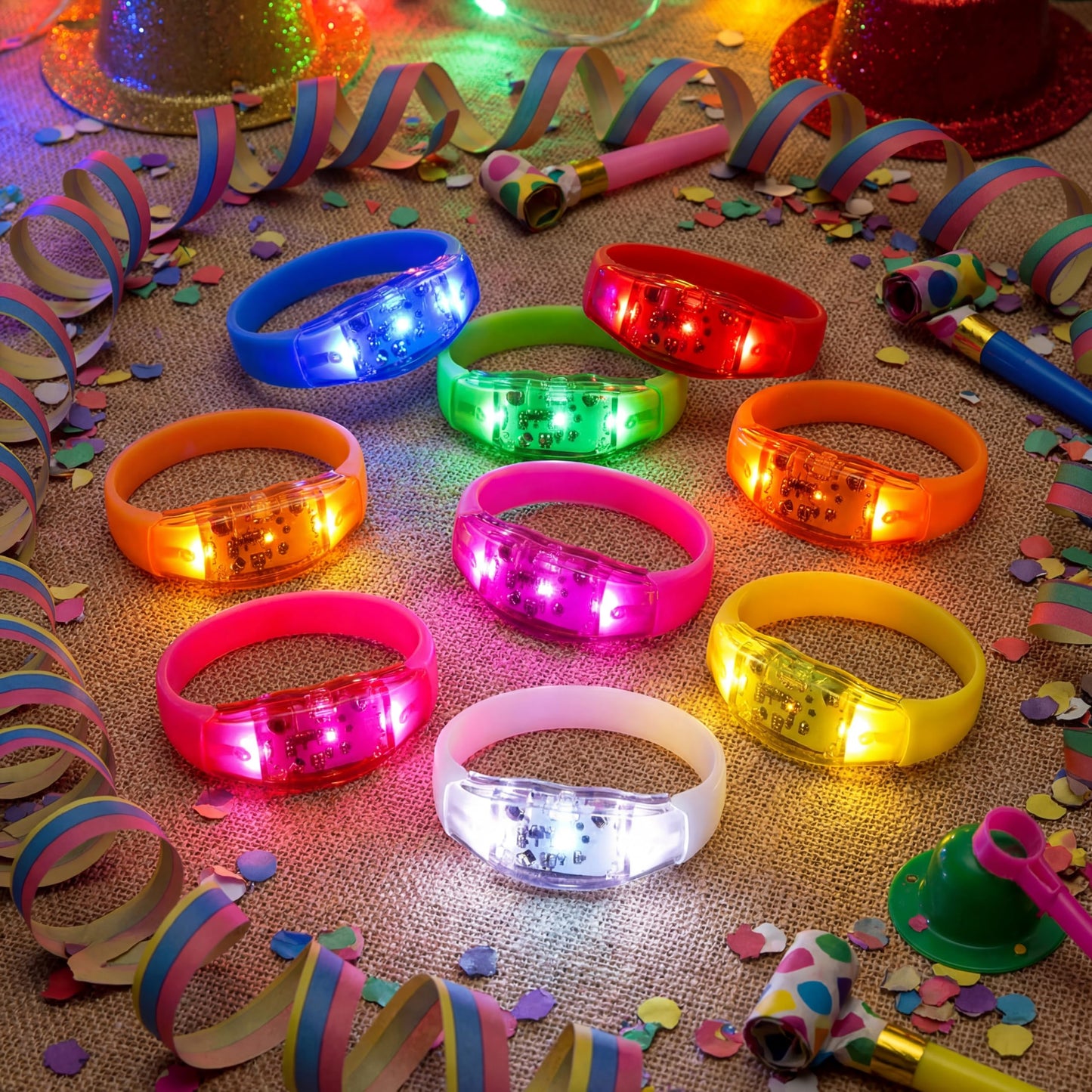 JellyArch 40 Pcs LED Glow Bracelets, Sound Activated LED Bracelets