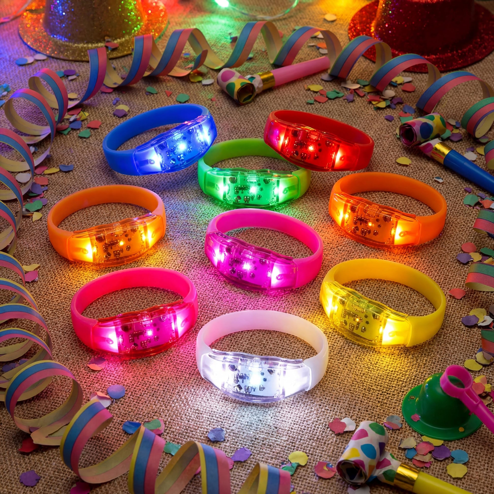 JellyArch 40 Pcs LED Glow Bracelets, Sound Activated LED Bracelets