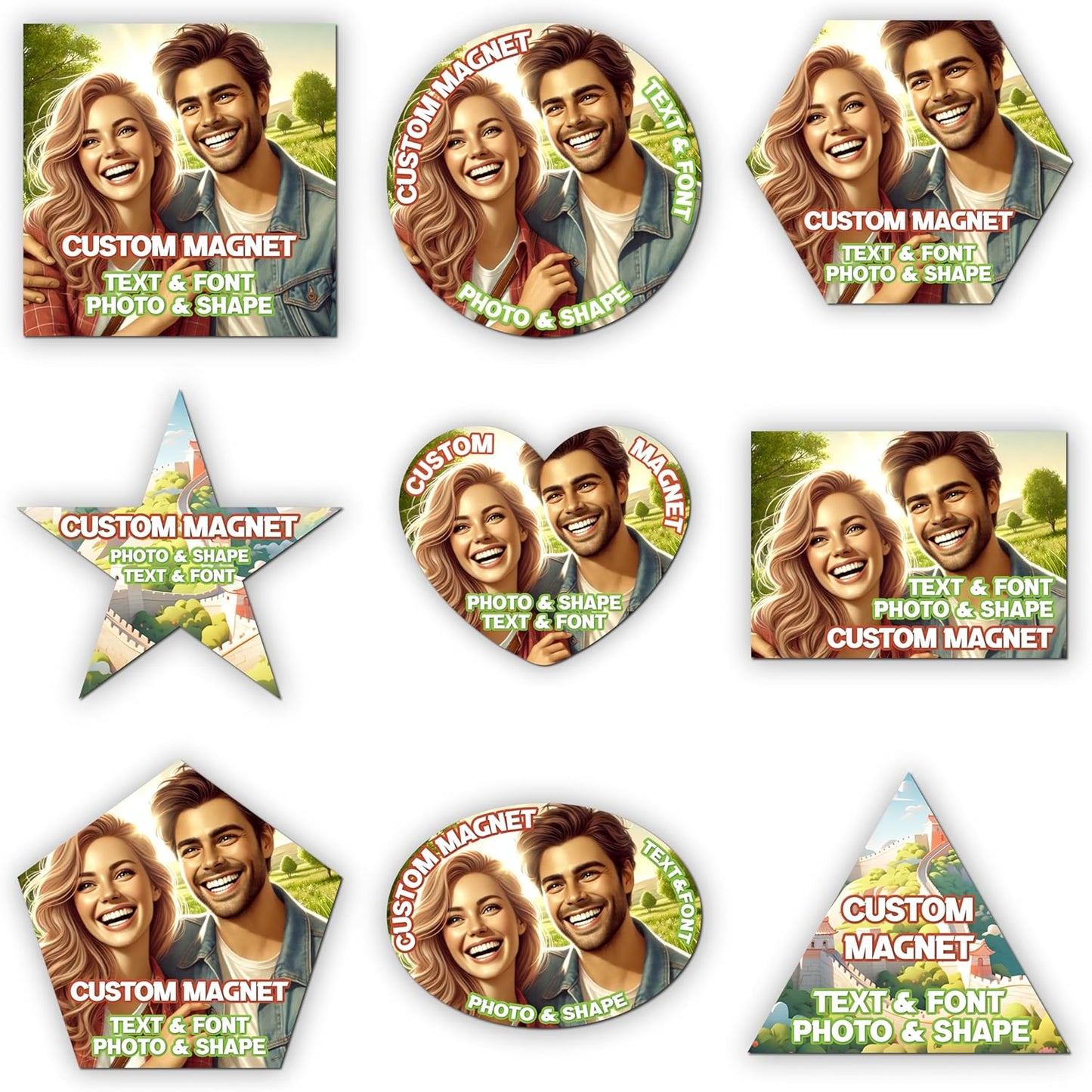 KETABAO – 6" Add Your Image Custom Hexagon Photo Magnets - Photo Fridge, Storage Cabinet and Car Decoration Magnets