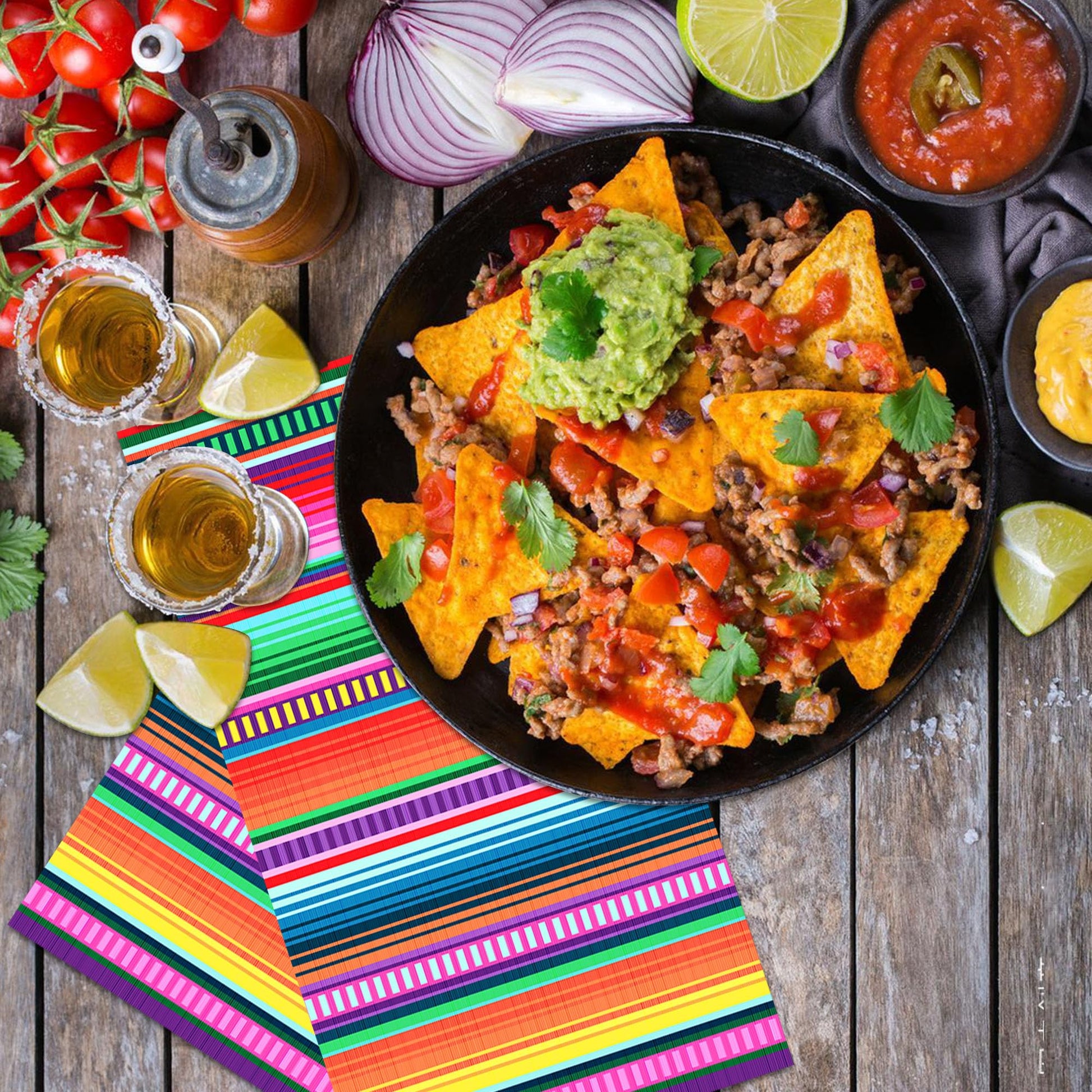 50 Pack Mexican Fiesta Guest Napkins Mexican Themed Colorful Disposable Dinner Napkins Mexico